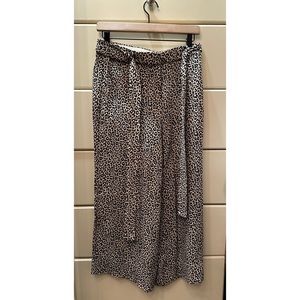 J.Crew wide-leg cropped pants with belt in leopard print, 100% silk